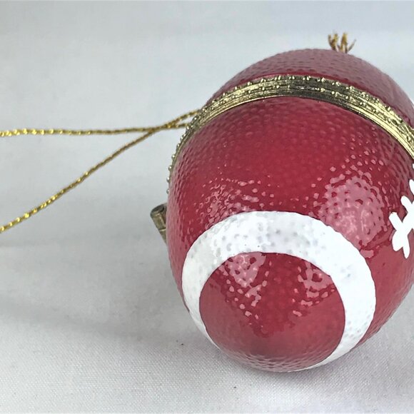 Football Sports Porcelain Hinged Surprise Gift Trinket Box Christmas Ornament - Picture 3 of 5